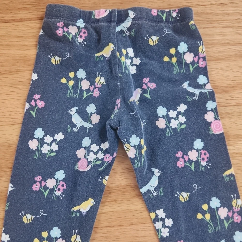 The Children's Place Leggings Faux Denim And Floral Print Set Of 2